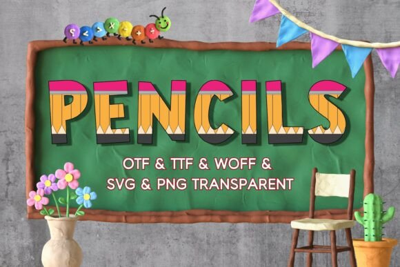 Pencils Font: Playful Color Typography for Crafters and Sellers